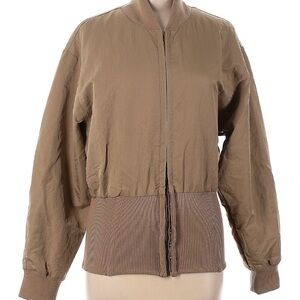 MARBLE Tan Bomber Jacket with Ribbed Collar and Relaxed Fit